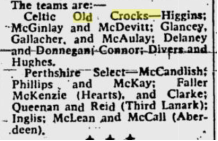 14/05/58 Keppoch Park, Possilpark GLASGOW PERTHSHIRE SELECT ? CELTIC OLD CROCKS ?