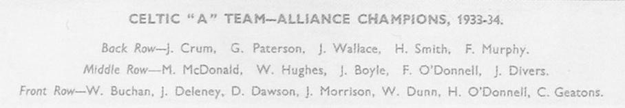 Celtic Team Line-Up 1933-34 - The Celtic Wiki