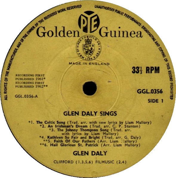 Glen Daly sings LP side 1