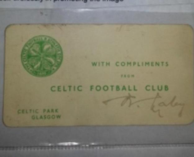 Willie Maley's Business Card - Pic Willie Maley's Business Card - Pic