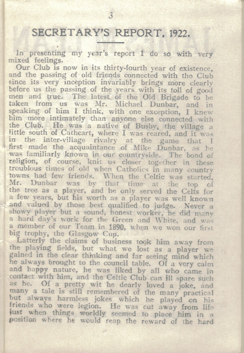 Season Review 1921-22 - The Celtic Wiki
