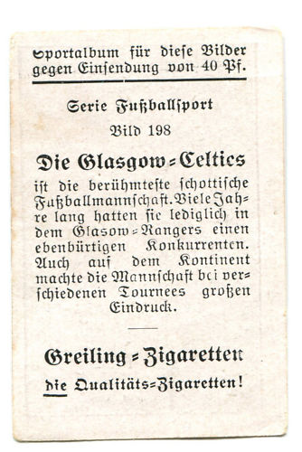 GERMAN CIG CARD OF CELTIC TEAM GROUP GERMAN CIG CARD OF CELTIC TEAM GROUP