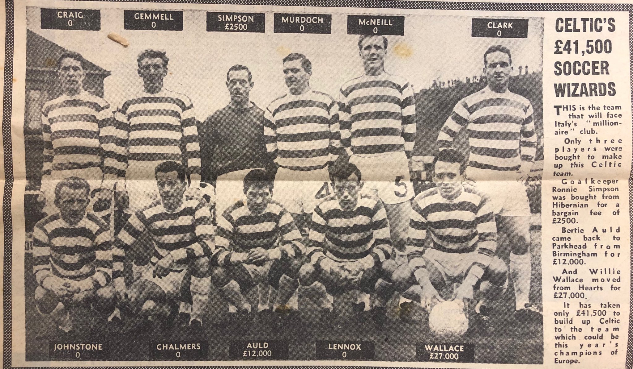 Celtic Team Line-Up 1966-67 - The Celtic Wiki