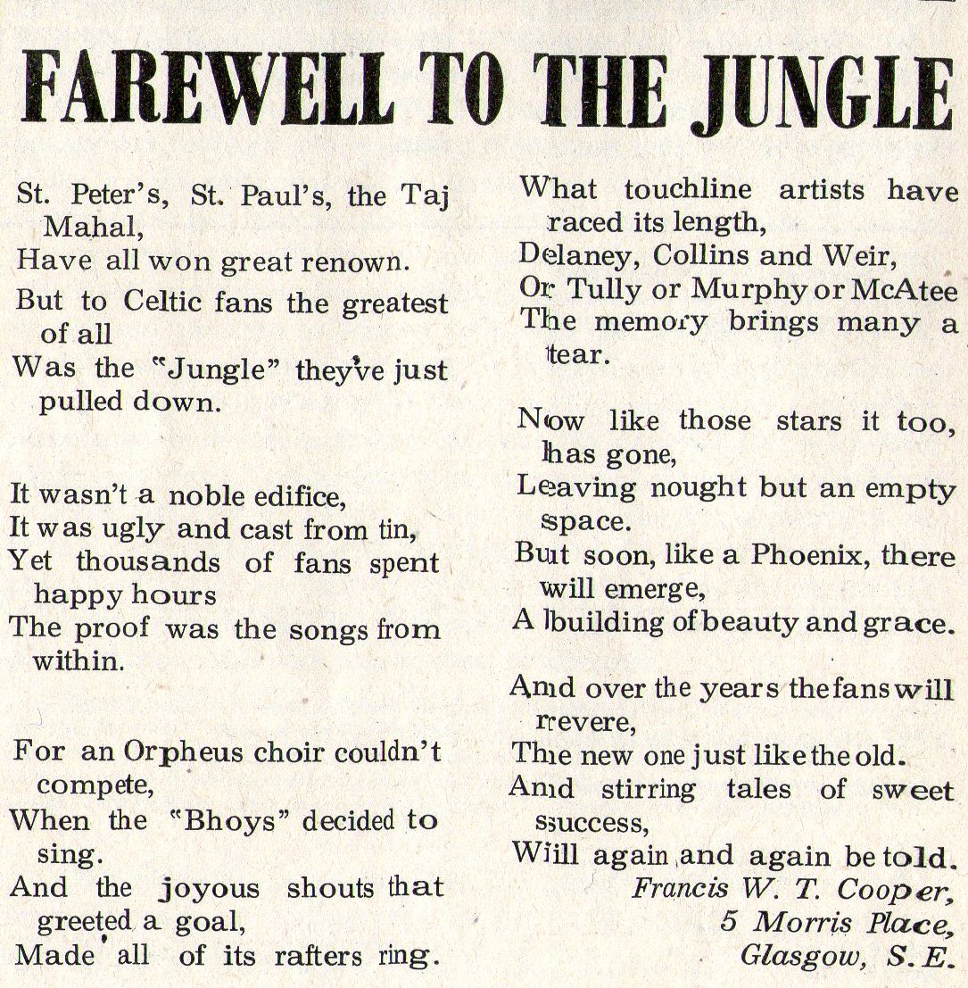 Poem 1966 'Farewell To The Jungle'. Poem 1966 'Farewell To The Jungle'.
