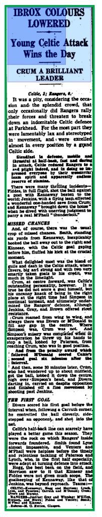 Celtic v Rangers Jan 1938