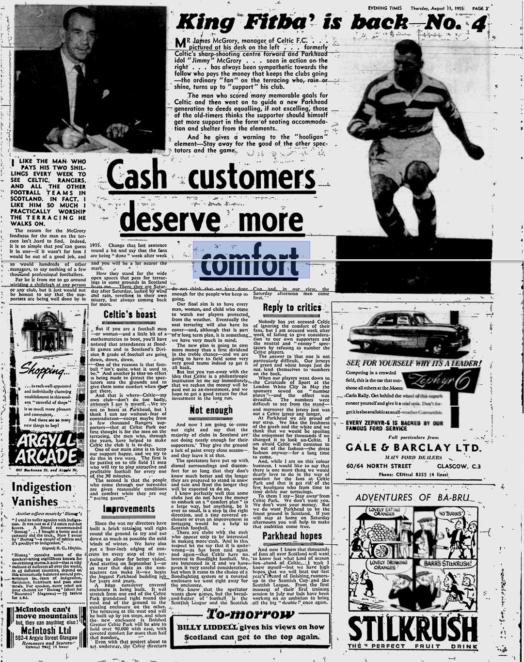 Jimmy McGrory Speaks.... start of 1955-56 season
