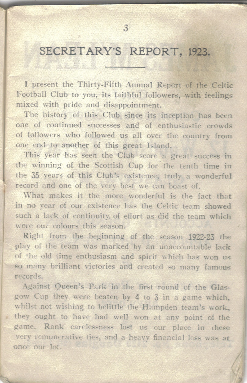 Season Review 1922-23 - The Celtic Wiki
