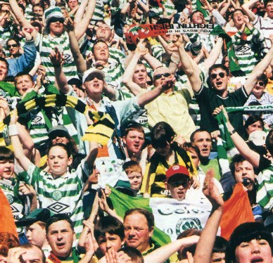 The supporters at the beamback at Celtic Park The supporters at the beamback at Celtic Park