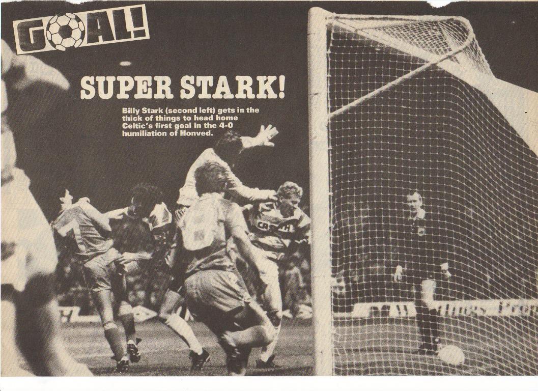 Stark scores against Honved 1988 Stark scores against Honved 1988