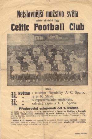 Poster Glasgow Celtic Tour of Prague 1922 Poster Glasgow Celtic Tour of Prague 1922
