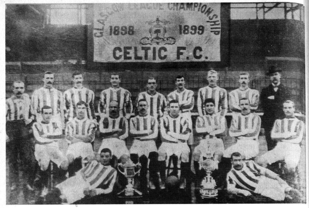 Celtic team 1898-99 posing with the Championship trophy and the Glasgow Charity Cup Celtic team 1898-99 posing with the Championship trophy and the Glasgow Charity Cup