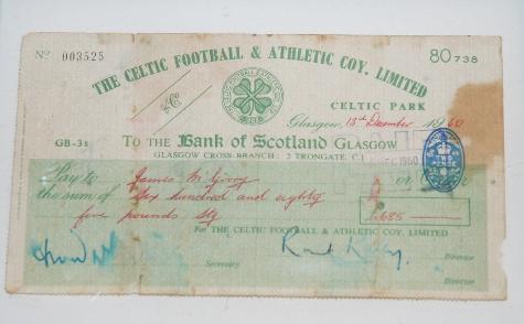 Celtic Cheque - Pic Celtic Cheque - Pic