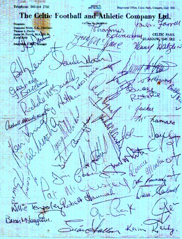 Celtic Full First Team Signatures 1977