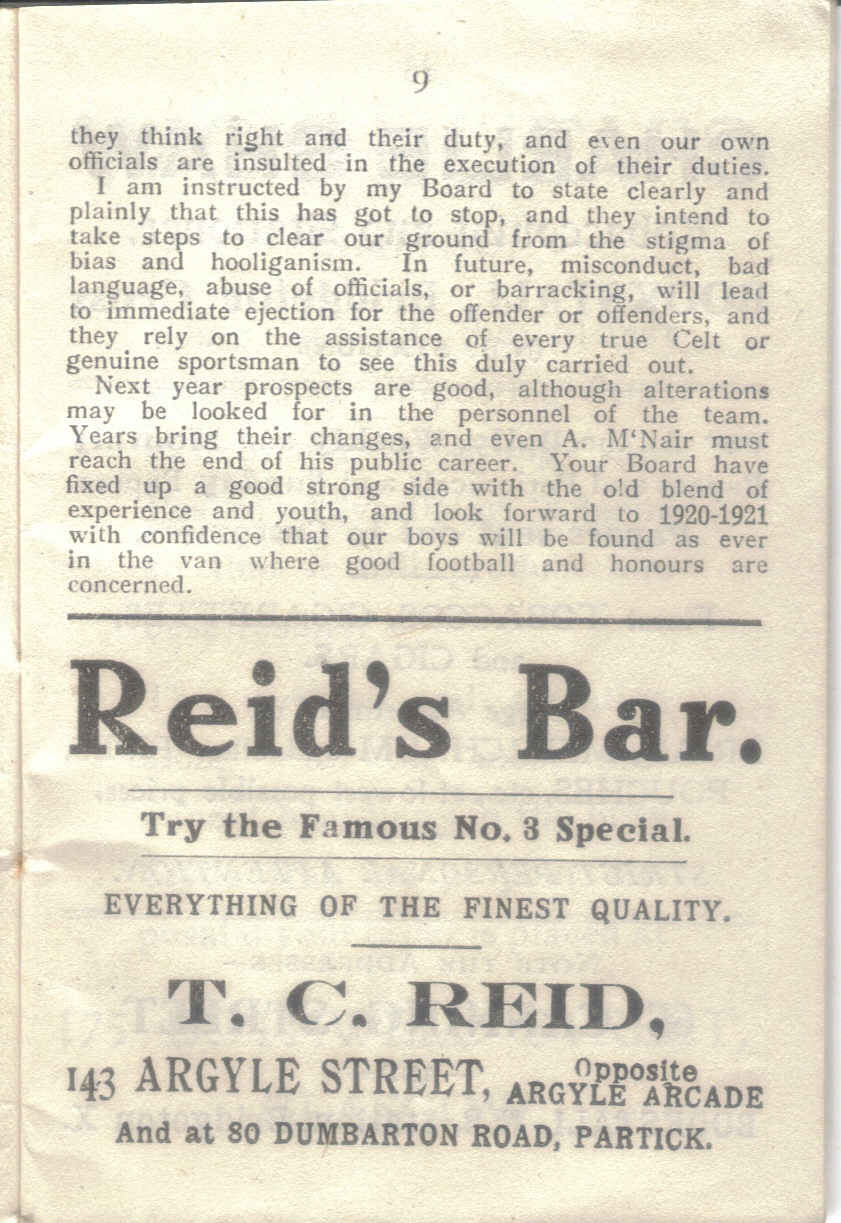 Season Review 1919-20 - The Celtic Wiki