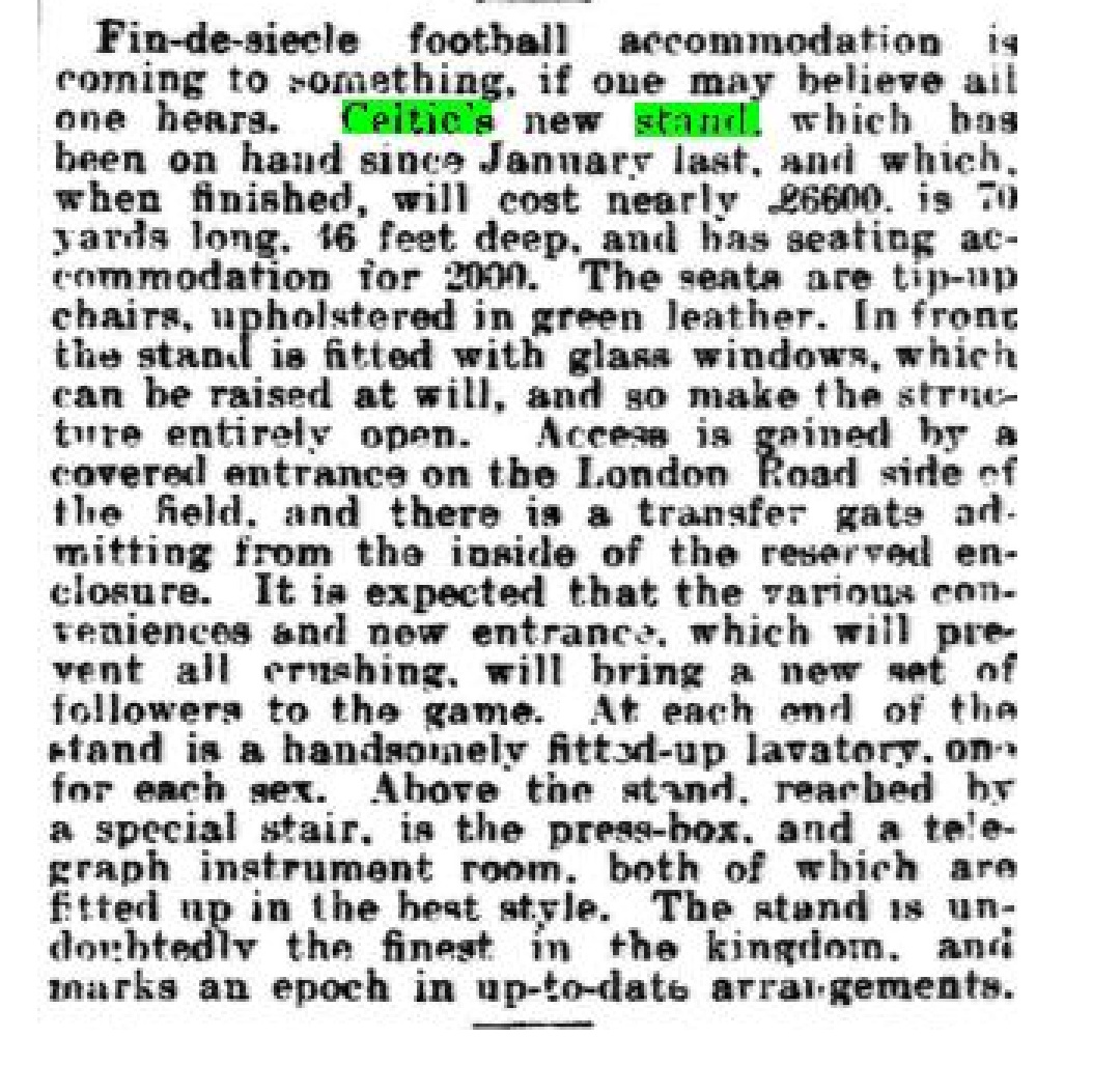 Grant Stand Report 2nd Nov 1899